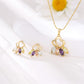 Conjunto de Aleación Bañado en Oro con Cristal Emporia® Púrpura y Cristal Emporia® Blanco ( Pendientes +Colgante )