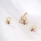 Conjunto de Aleación Bañado en Oro con Cristal Emporia® Púrpura y Cristal Emporia® Blanco ( Pendientes +Colgante )