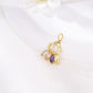 Conjunto de Aleación Bañado en Oro con Cristal Emporia® Púrpura y Cristal Emporia® Blanco ( Pendientes +Colgante )