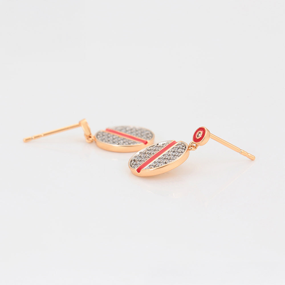 Conjunto de Aleación Bañado en Oro con Cristal Emporia® Rojo y Cristal Emporia® Blanco ( Pendientes +Colgante ) 4 