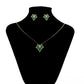 Conjunto de Aleación Bañado en Oro con Cristal Emporia® Verde y Cristal Emporia® Blanco ( Collar +Pendientes )