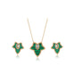 Conjunto de Aleación Bañado en Oro con Cristal Emporia® Verde y Cristal Emporia® Blanco ( Collar +Pendientes )