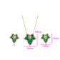 Conjunto de Aleación Bañado en Oro con Cristal Emporia® Verde y Cristal Emporia® Blanco ( Collar +Pendientes )