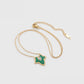Conjunto de Aleación Bañado en Oro con Cristal Emporia® Verde y Cristal Emporia® Blanco ( Collar +Pendientes )