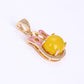 Conjunto de Aleación Bañado en Oro con Cristal Emporia® Amarillo y Cristal Emporia® Blanco ( Pendientes +Anillo +Colgante )