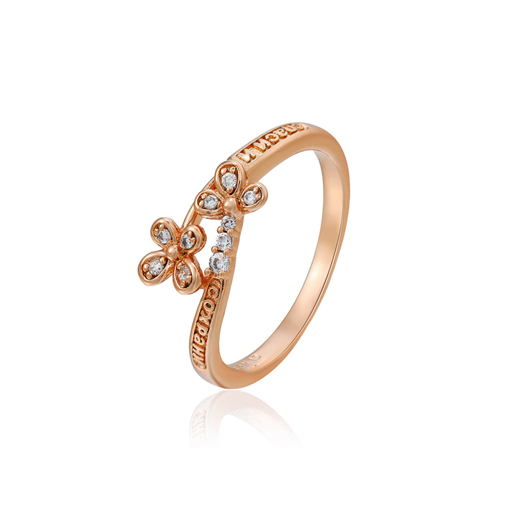 Anillo de Aleación Bañado en Oro con Cristal Emporia® Blanco 2 