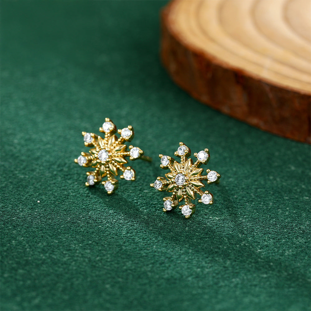 Pendientes de Aleación Bañado en Oro con Cristal Emporia® Blanco