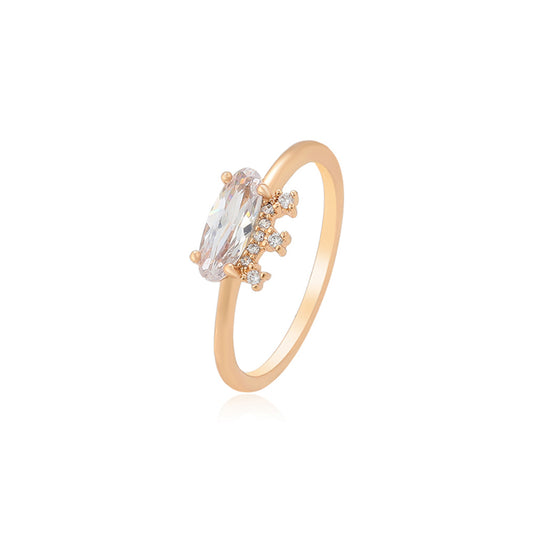 Anillo de Aleación Bañado en Oro con Cristal Emporia® Blanco