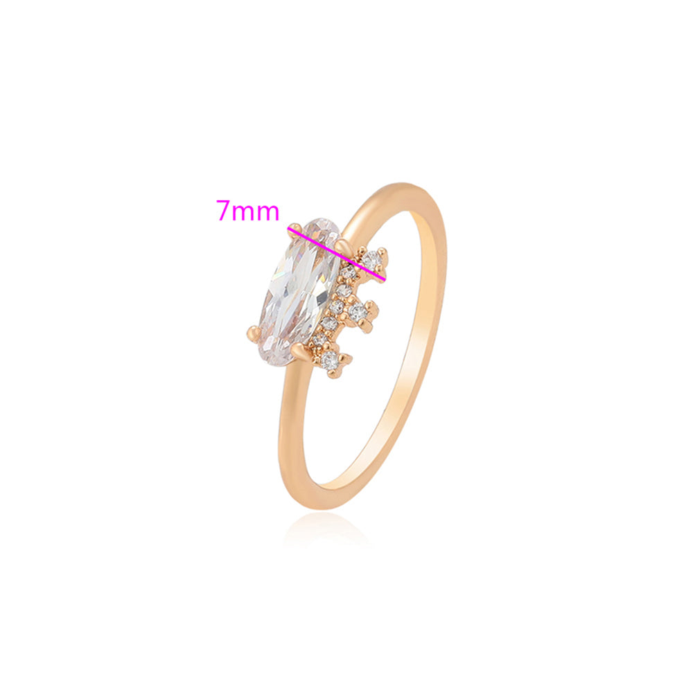 Anillo de Aleación Bañado en Oro con Cristal Emporia® Blanco 2 