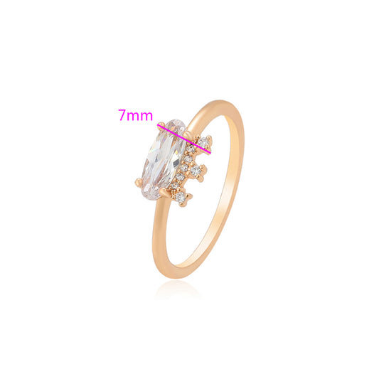 Anillo de Aleación Bañado en Oro con Cristal Emporia® Blanco