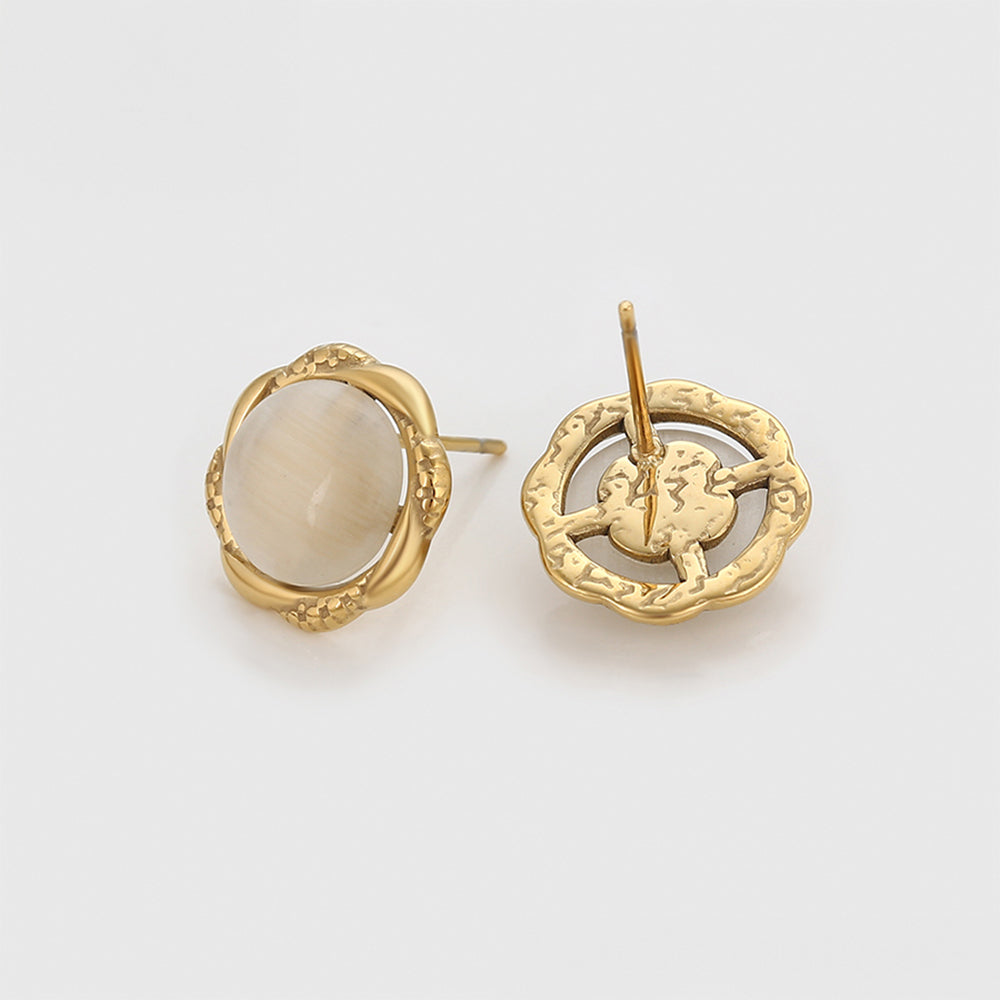 Pendientes de Aleación Bañado en Oro con Cristal Emporia® Blanco