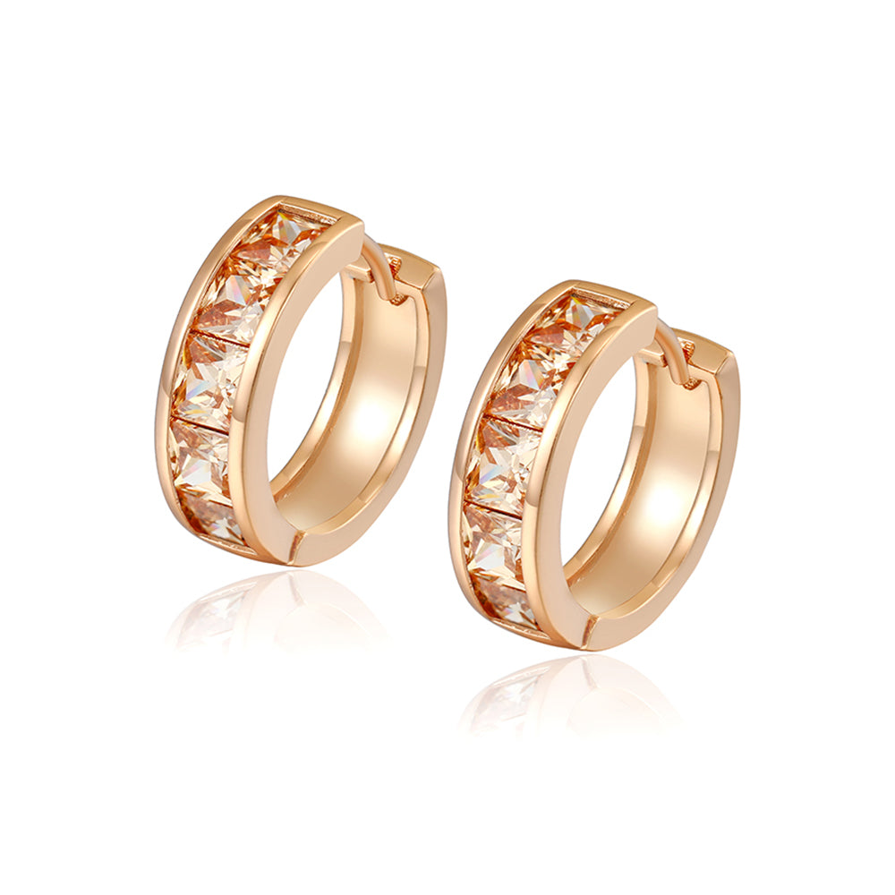 Pendientes de Aleación Bañado en Oro con Cristal Emporia® Blanco 2 