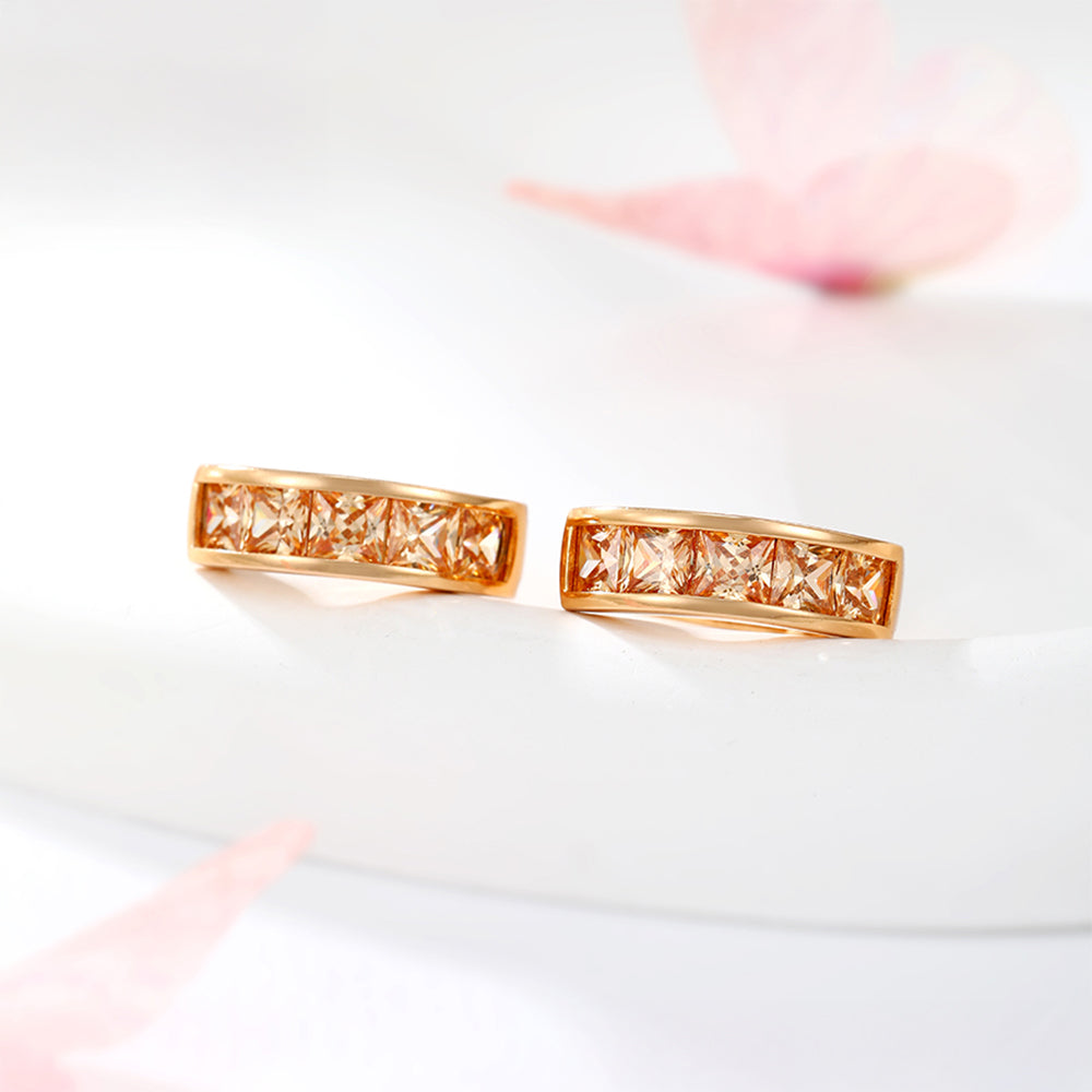 Pendientes de Aleación Bañado en Oro con Cristal Emporia® Blanco