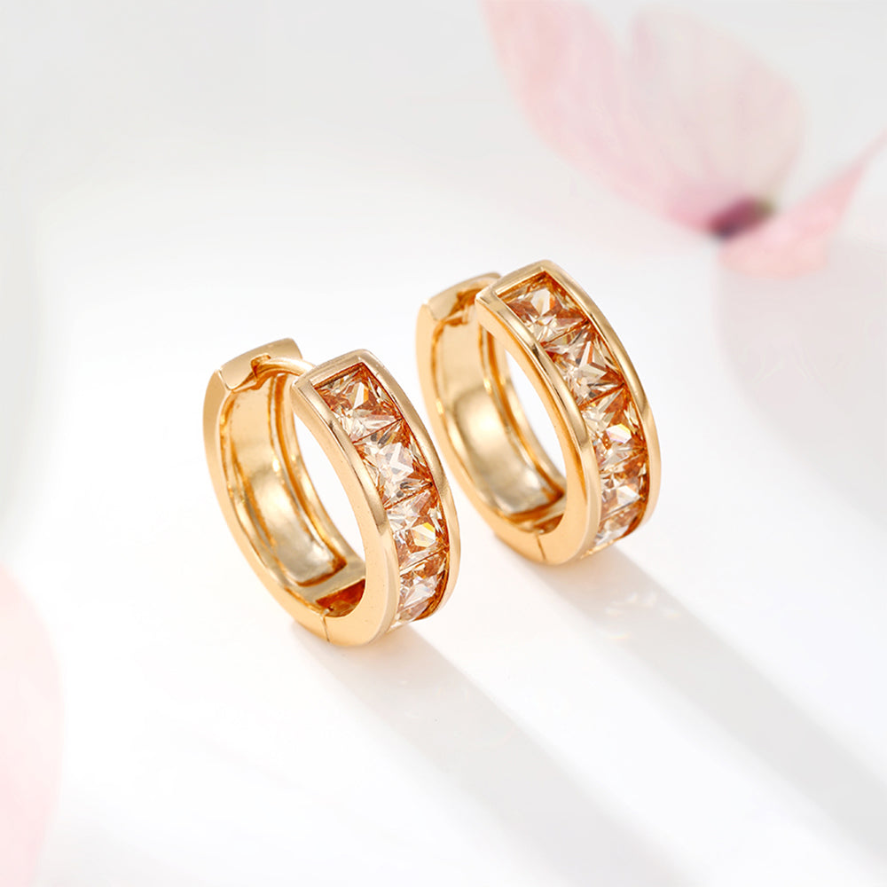 Pendientes de Aleación Bañado en Oro con Cristal Emporia® Blanco 5 