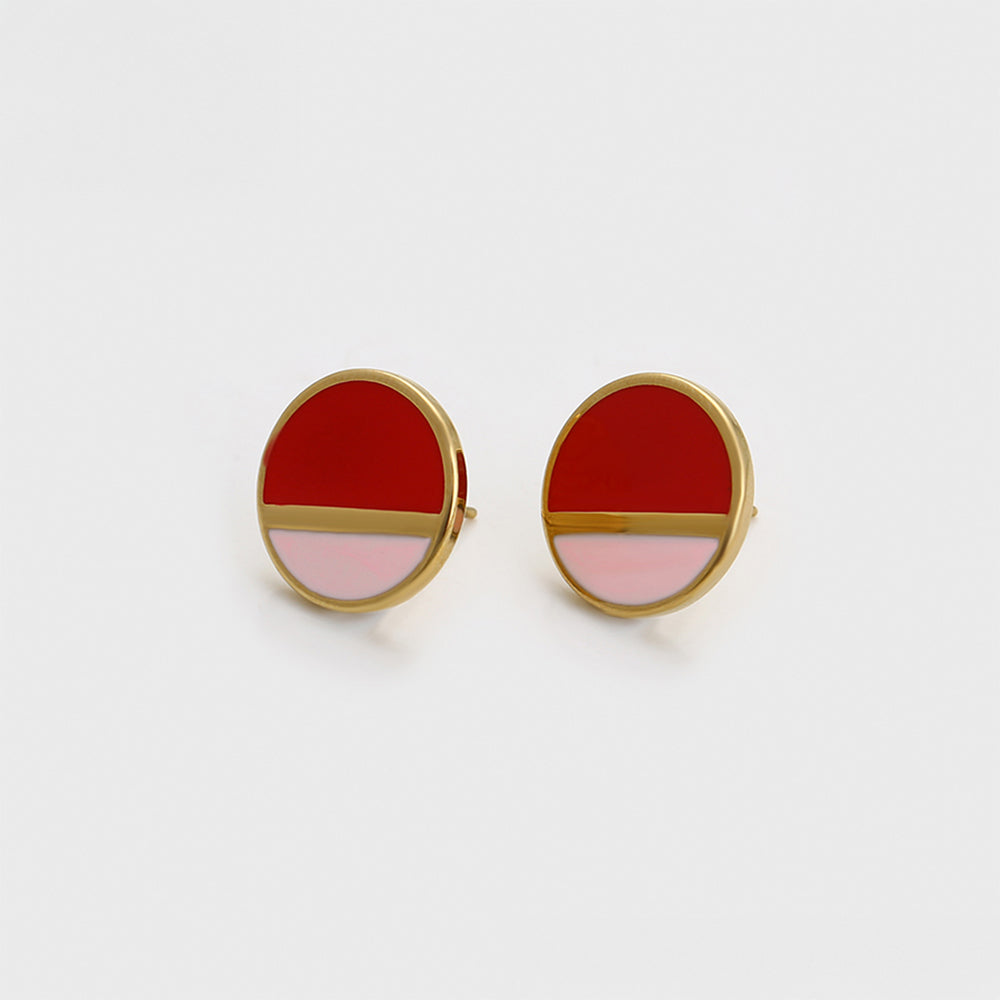 Pendientes de Aleación Bañado en Oro con Cristal Emporia® Rojo y Cristal Emporia® Rosa 4 
