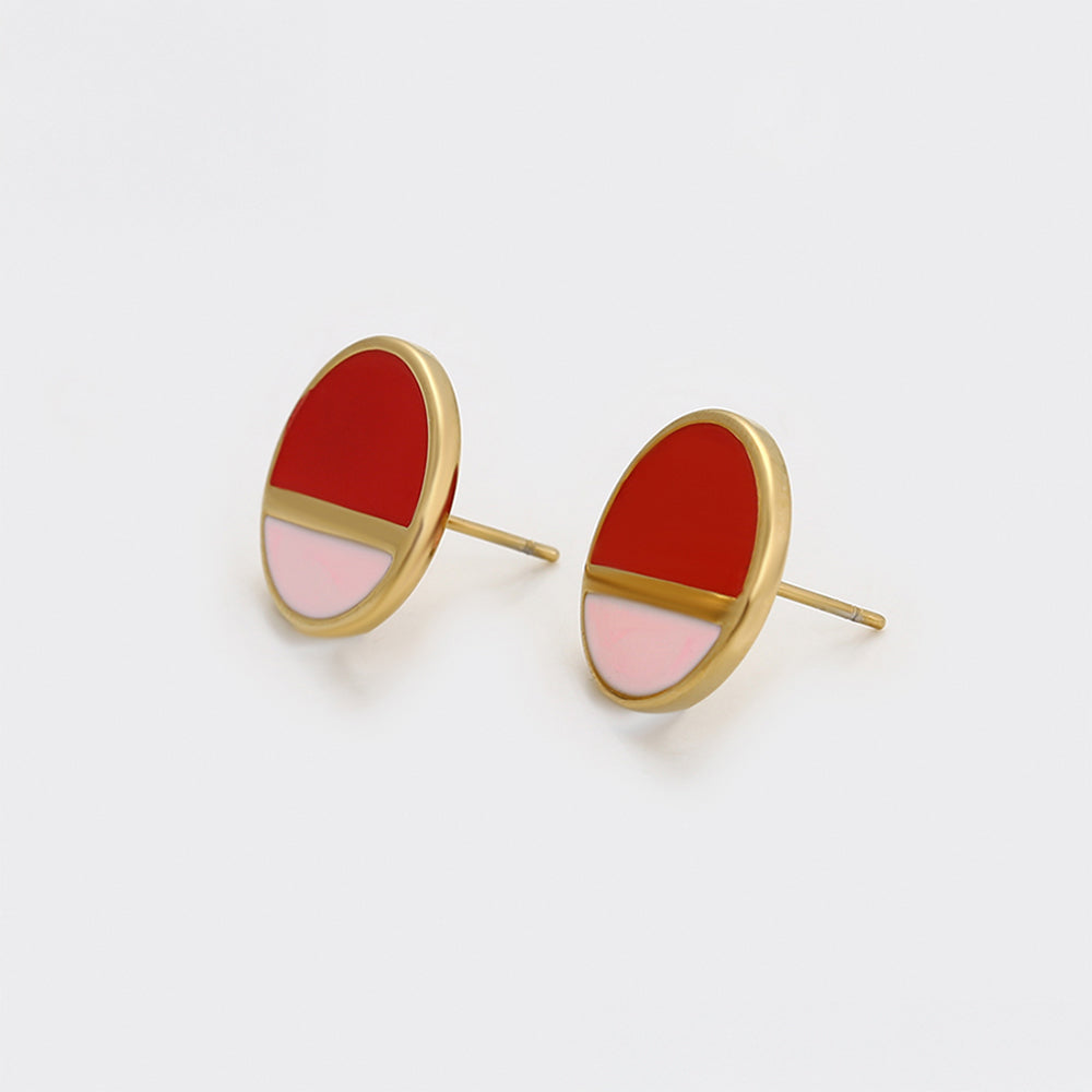 Pendientes de Aleación Bañado en Oro con Cristal Emporia® Rojo y Cristal Emporia® Rosa 5 