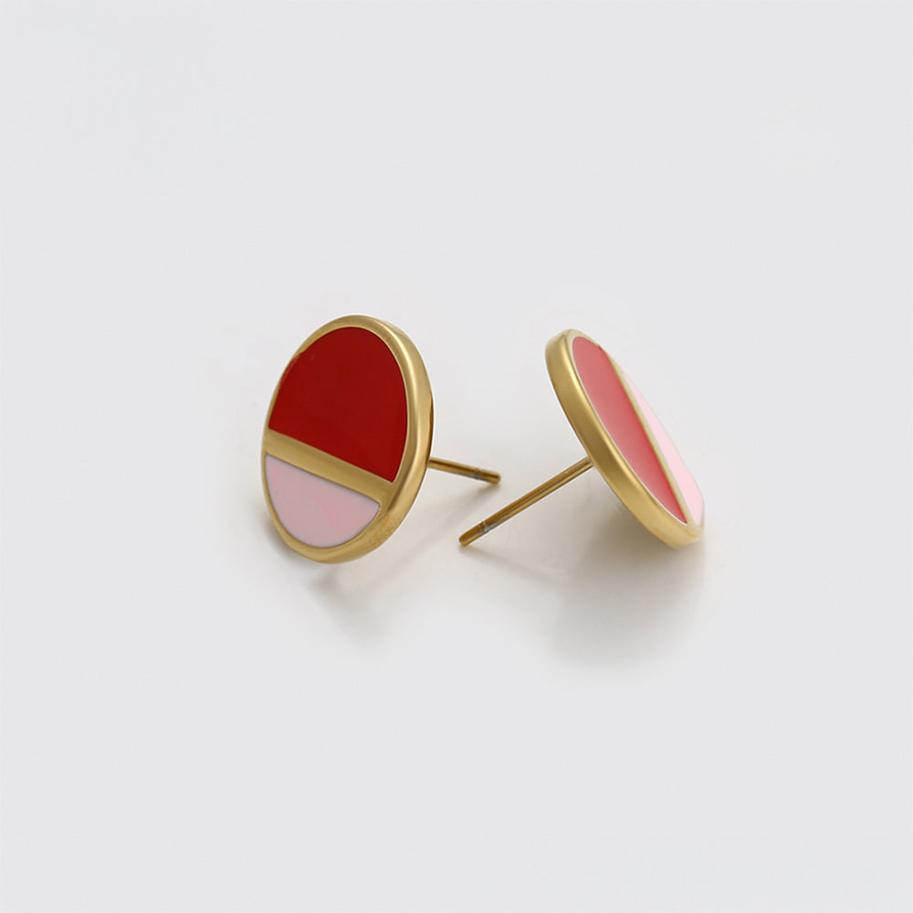 Pendientes de Aleación Bañado en Oro con Cristal Emporia® Rojo y Cristal Emporia® Rosa 1 
