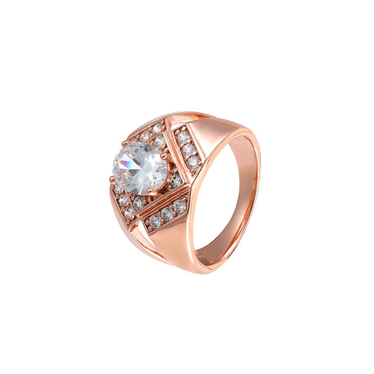 Anillo de Aleación Bañado en Oro con Cristal Emporia® Blanco