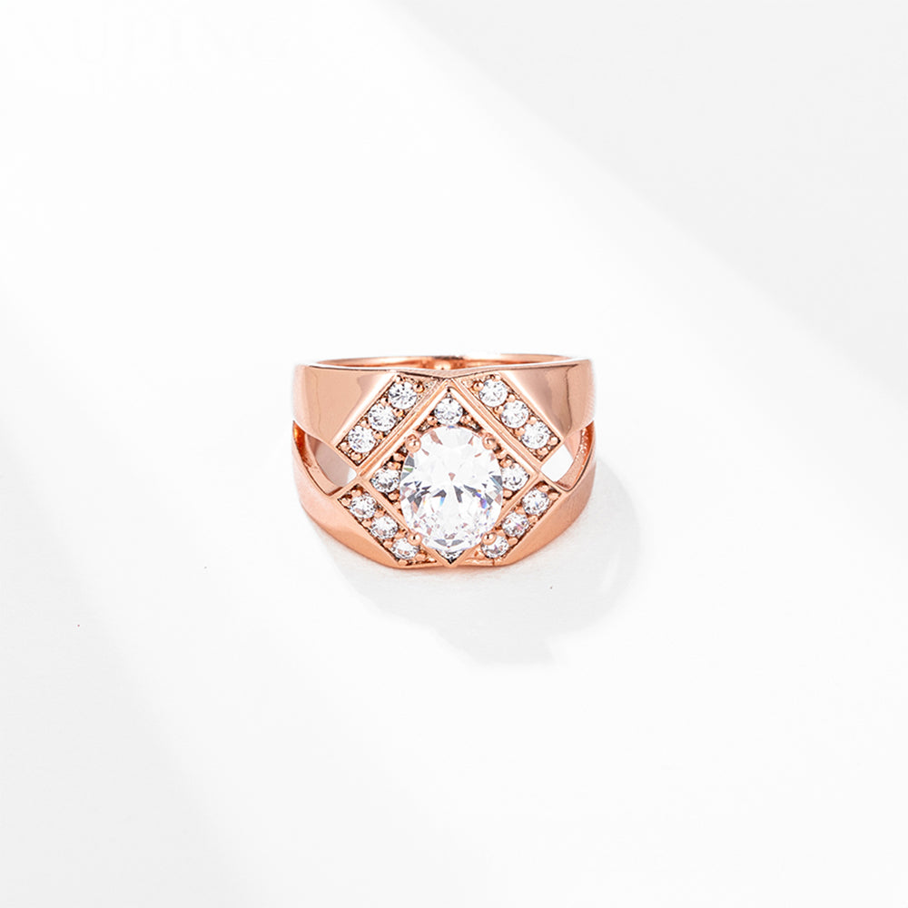 Anillo de Aleación Bañado en Oro con Cristal Emporia® Blanco 4 