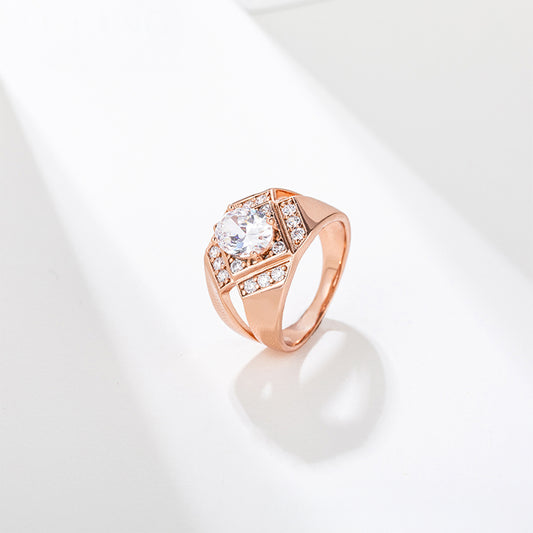 Anillo de Aleación Bañado en Oro con Cristal Emporia® Blanco