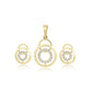 Conjunto de Aleación Bañado en Oro con Cristal Emporia® Blanco ( Pendientes +Colgante )