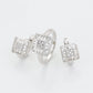 Conjunto de Aleación Bañado en Oro con Cristal Emporia® Blanco ( Pendientes +Anillo )
