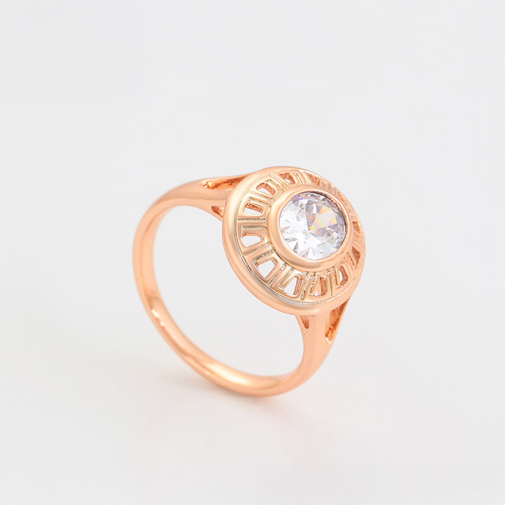 Conjunto de Aleación Bañado en Oro con Cristal Emporia® Blanco ( Pendientes +Anillo ) 4 