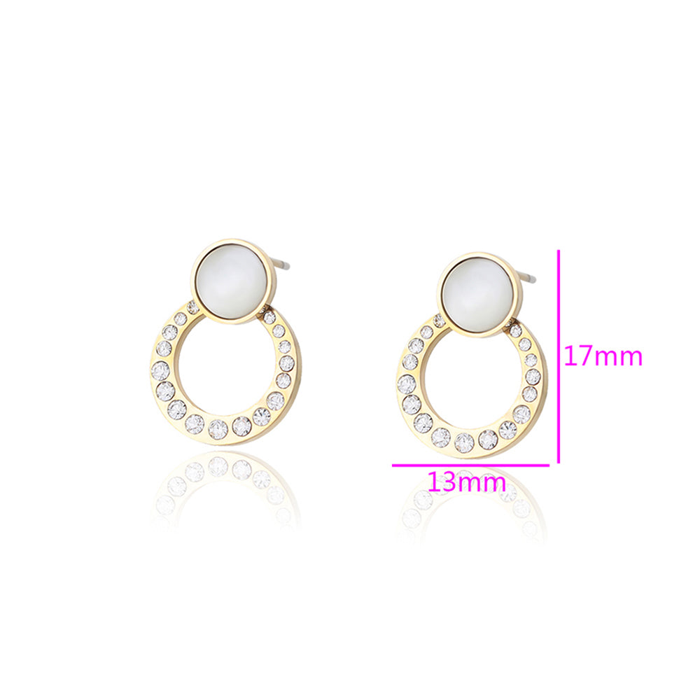 Pendientes de Aleación Bañado en Oro con Cristal Emporia® Blanco