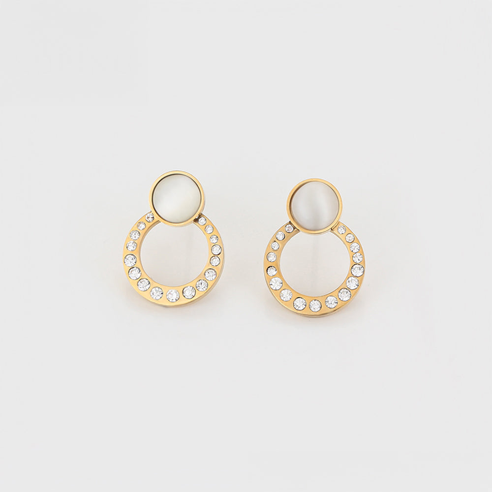 Pendientes de Aleación Bañado en Oro con Cristal Emporia® Blanco 4 