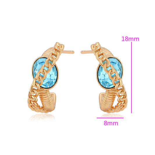 Pendientes de Aleación Bañado en Oro con Cristal Emporia® Azul