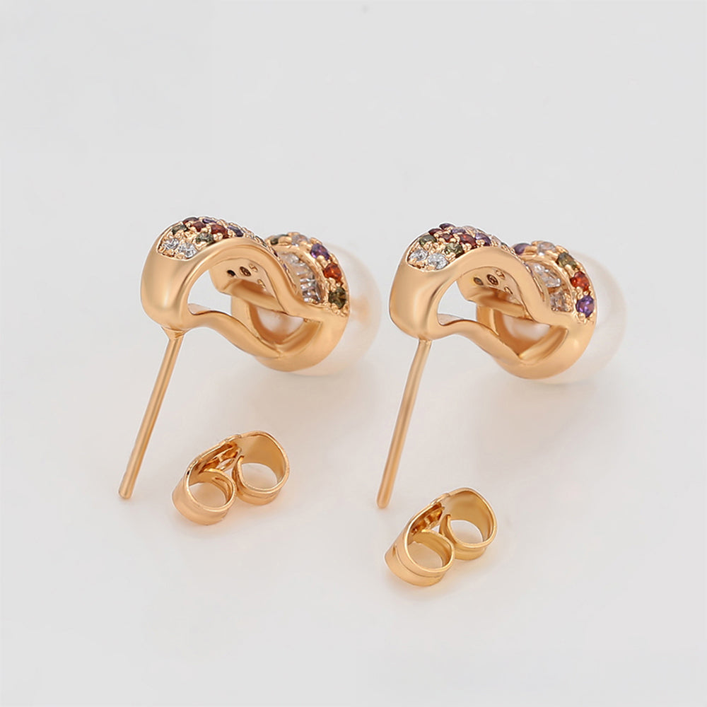 Pendientes de Aleación Bañado en Oro con Cristal Emporia® Rojo y Perla de cristal 4 