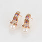 Pendientes de Aleación Bañado en Oro con Cristal Emporia® Rojo y Perla de cristal