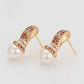 Pendientes de Aleación Bañado en Oro con Cristal Emporia® Rojo y Perla de cristal