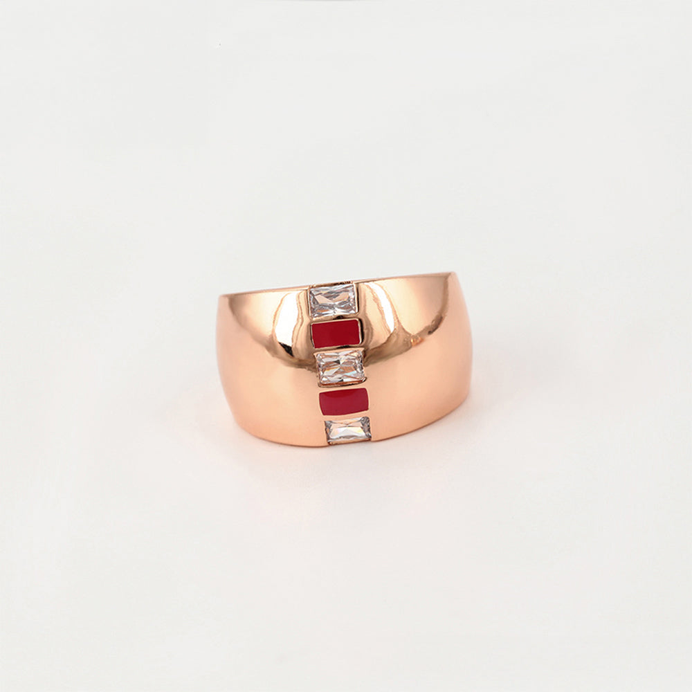 Conjunto de Aleación Bañado en Oro con Cristal Emporia® Rojo y Cristal Emporia® Blanco ( Pendientes +Anillo ) 5 