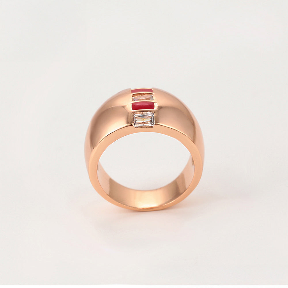 Conjunto de Aleación Bañado en Oro con Cristal Emporia® Rojo y Cristal Emporia® Blanco ( Pendientes +Anillo ) 6 