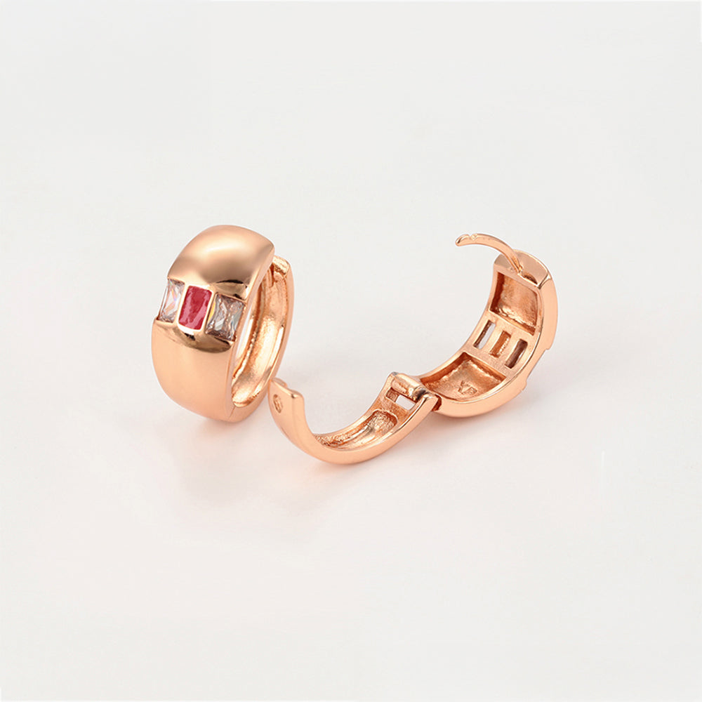 Conjunto de Aleación Bañado en Oro con Cristal Emporia® Rojo y Cristal Emporia® Blanco ( Pendientes +Anillo ) 7 