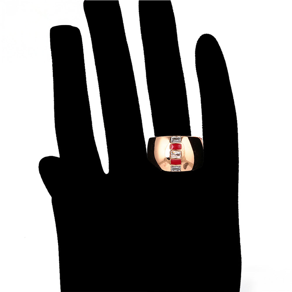 Conjunto de Aleación Bañado en Oro con Cristal Emporia® Rojo y Cristal Emporia® Blanco ( Pendientes +Anillo ) 9 