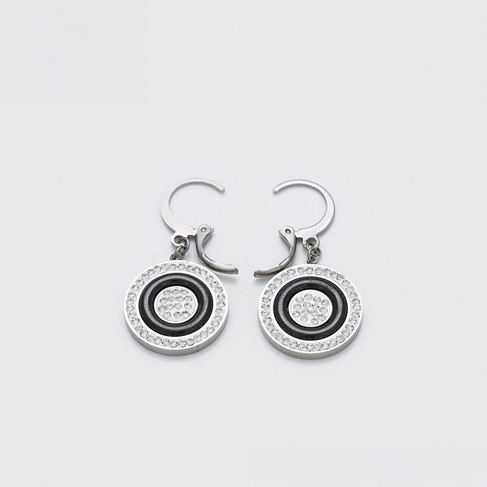 Pendientes de Aleación Bañado en Oro con Cristal Emporia® Blanco y Cristal Emporia® Negro 4 