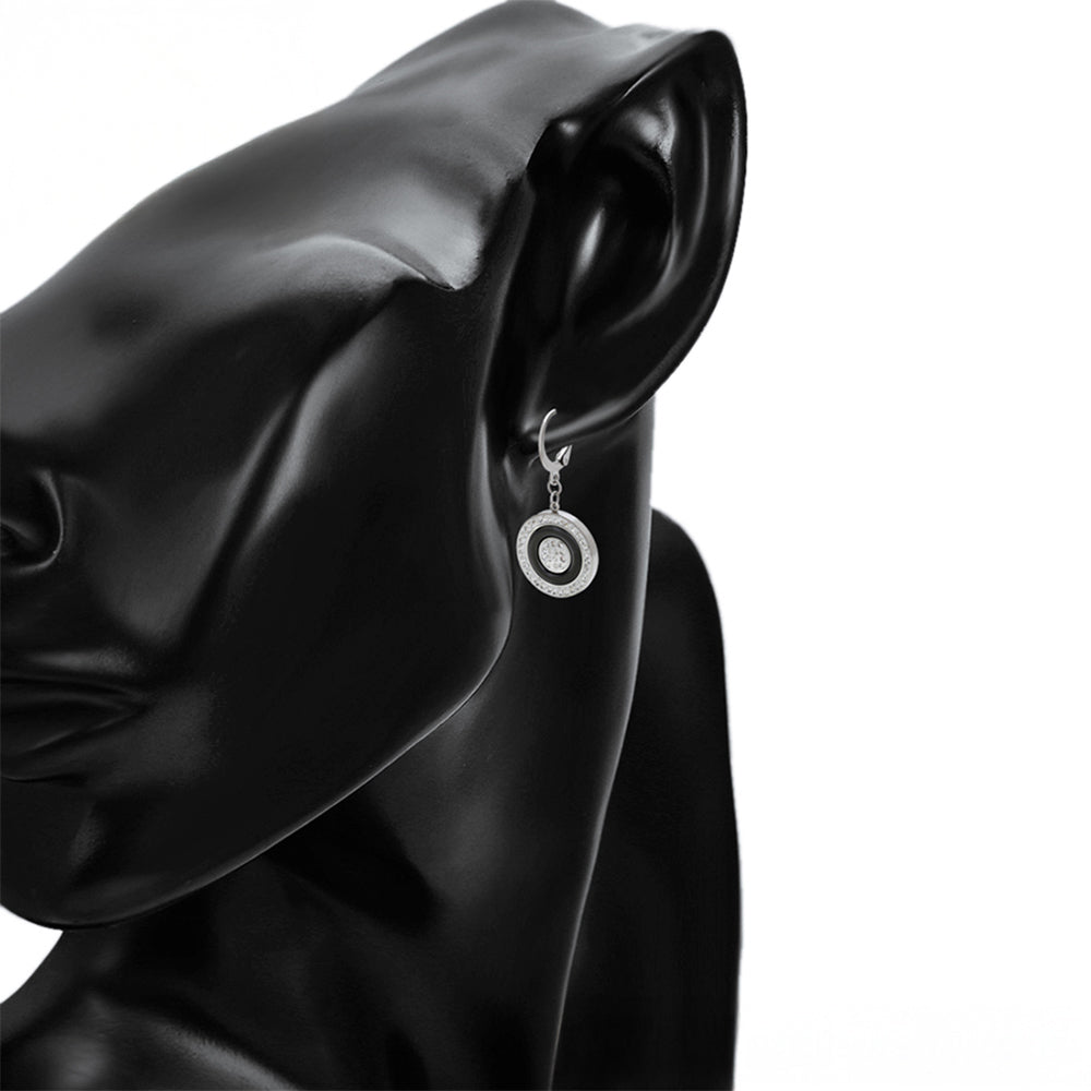 Pendientes de Aleación Bañado en Oro con Cristal Emporia® Blanco y Cristal Emporia® Negro 5 