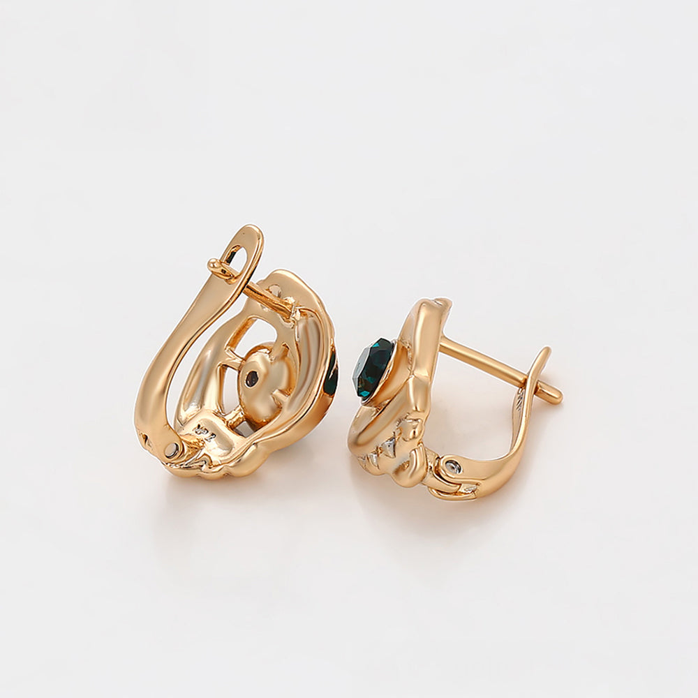 Pendientes de Aleación Bañado en Oro con Cristal Emporia® Verde 4 
