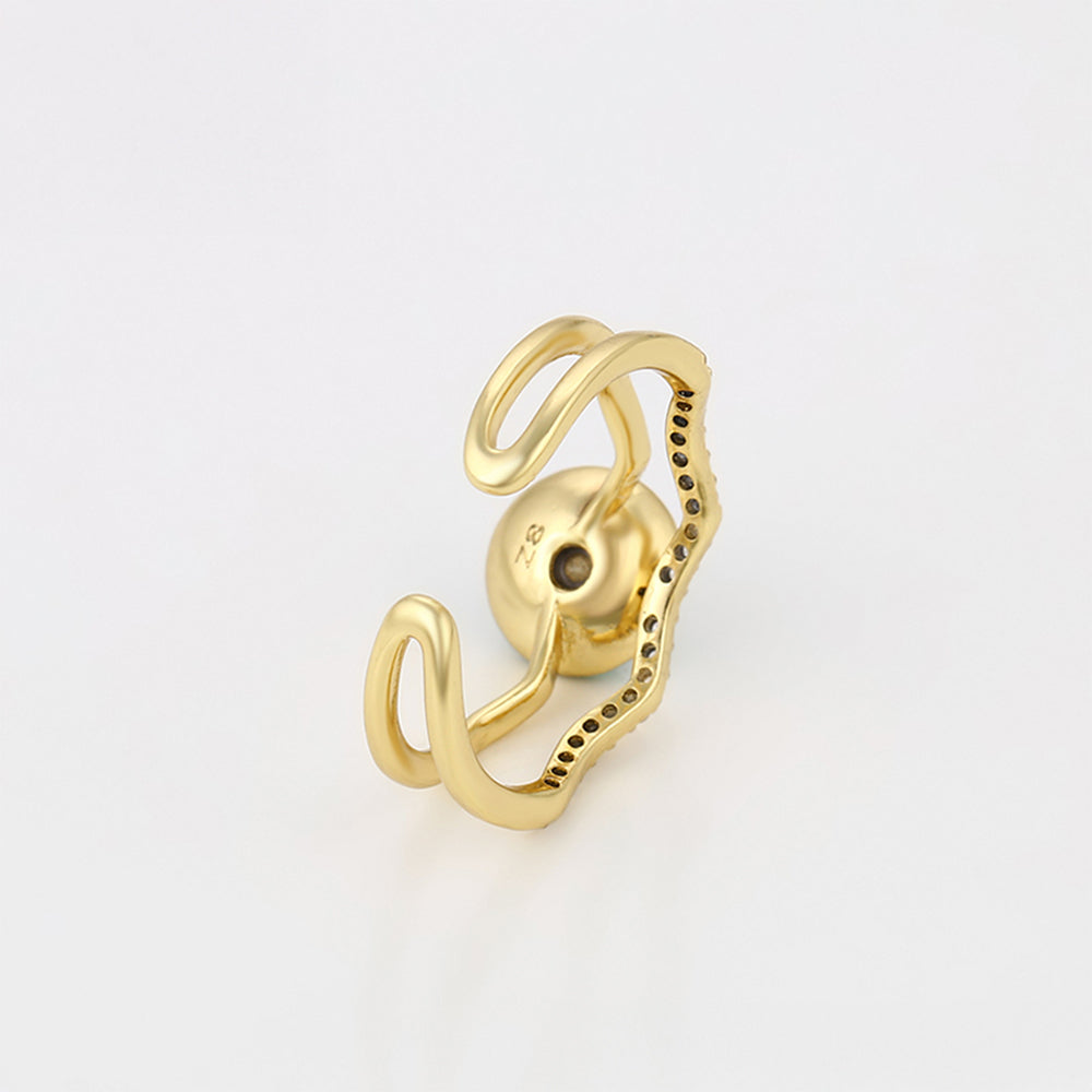 Anillo de Aleación Bañado en Oro con Cristal Emporia® Verde y Cristal Emporia® Blanco 5 