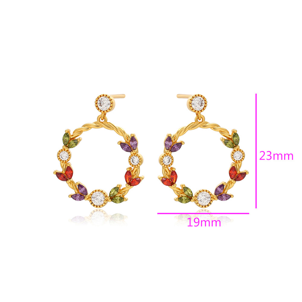 Pendientes de Aleación Bañado en Oro con Cristal Emporia® Rojo y Cristal Emporia® Blanco
