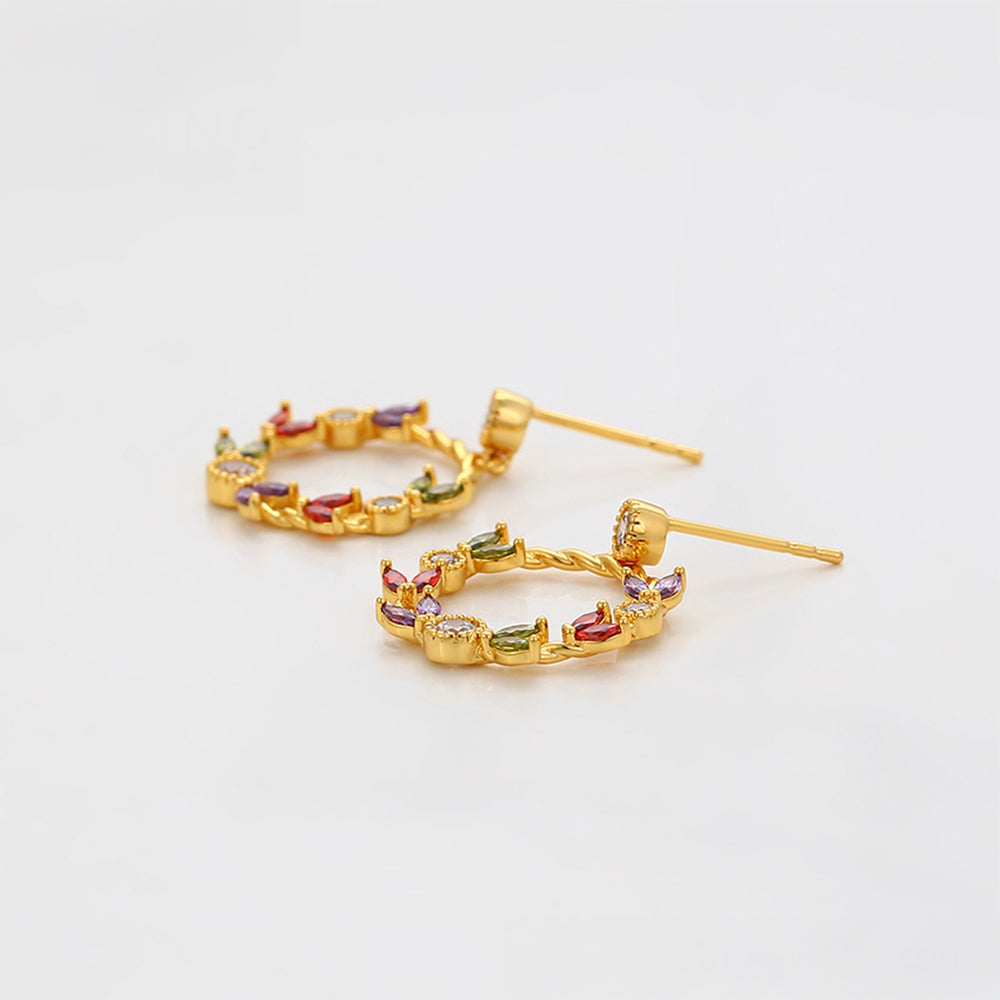 Pendientes de Aleación Bañado en Oro con Cristal Emporia® Rojo y Cristal Emporia® Blanco