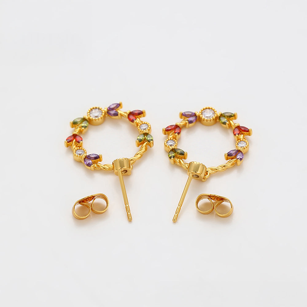 Pendientes de Aleación Bañado en Oro con Cristal Emporia® Rojo y Cristal Emporia® Blanco 5 