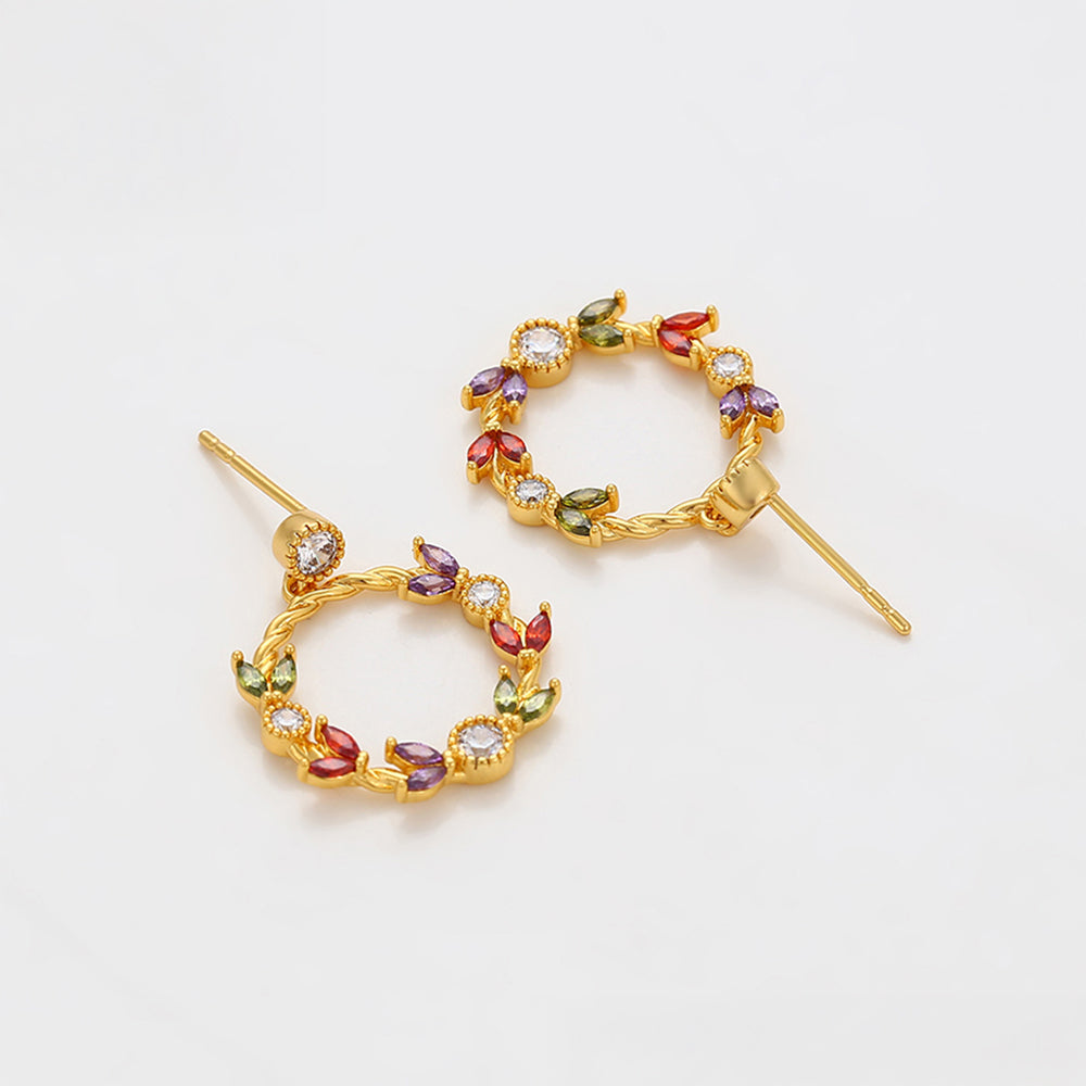 Pendientes de Aleación Bañado en Oro con Cristal Emporia® Rojo y Cristal Emporia® Blanco 6 