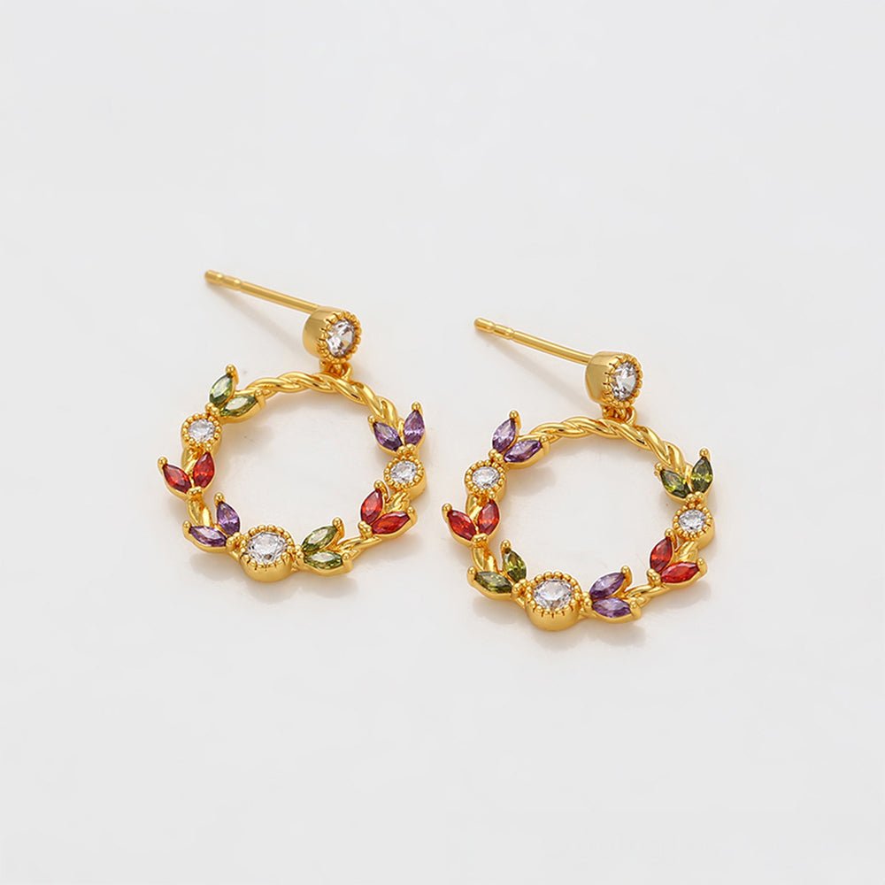 Pendientes de Aleación Bañado en Oro con Cristal Emporia® Rojo y Cristal Emporia® Blanco 1 