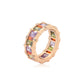 Anillo de Aleación Bañado en Oro con Cristal Emporia® Púrpura y Cristal Emporia® Rosa