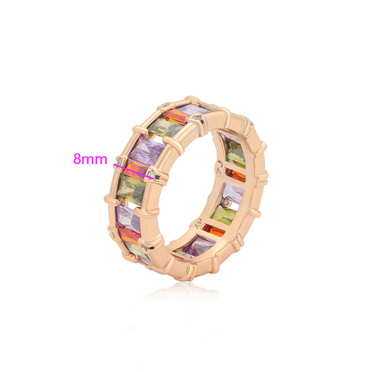 Anillo de Aleación Bañado en Oro con Cristal Emporia® Púrpura y Cristal Emporia® Rosa