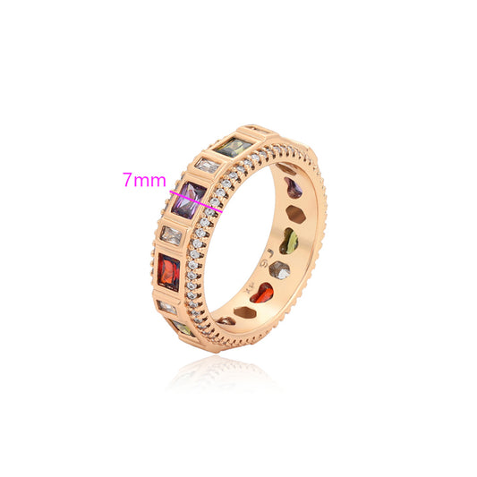 Anillo de Aleación Bañado en Oro con Cristal Emporia® Rojo y Cristal Emporia® Púrpura