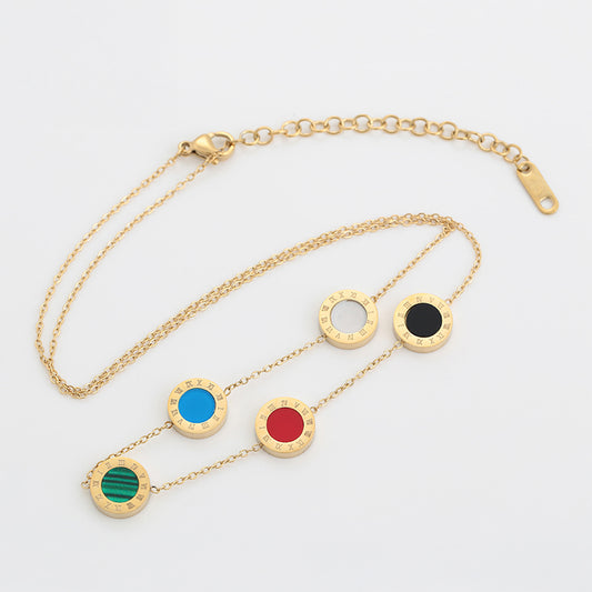 Collar de Aleación Bañado en Oro con Cristal Emporia® Rojo y Cristal Emporia® Azul